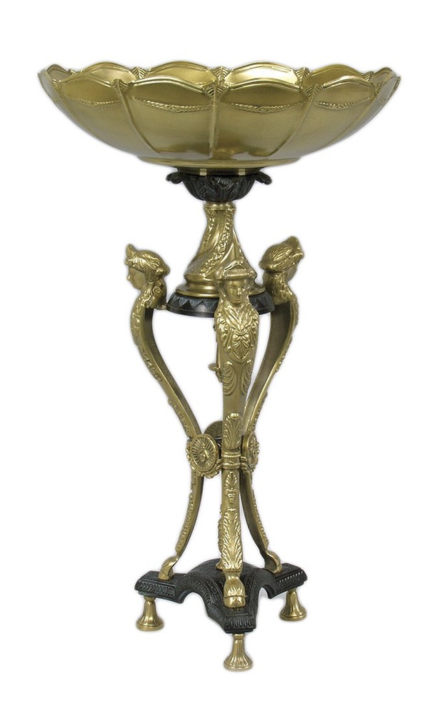 Zeckos 21 Inch Tall Brass Three Leg Compote