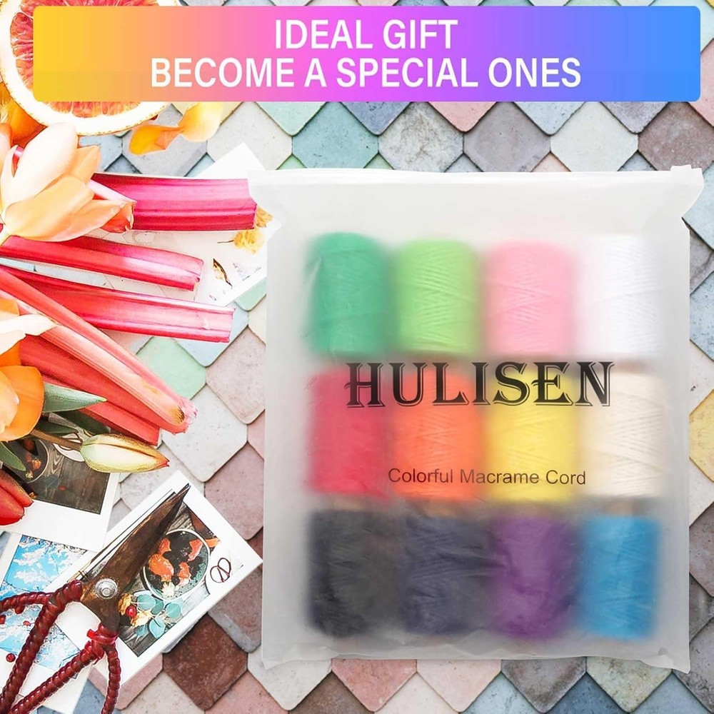 Colorful Macrame Cord Set, 3mm x 396 Yards