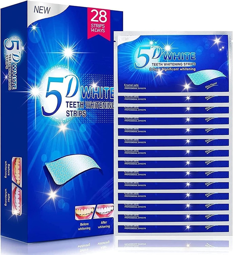 28PCS 5D Teeth Whitening Strips Tooth Rapid Bleaching White Strips Teeth White