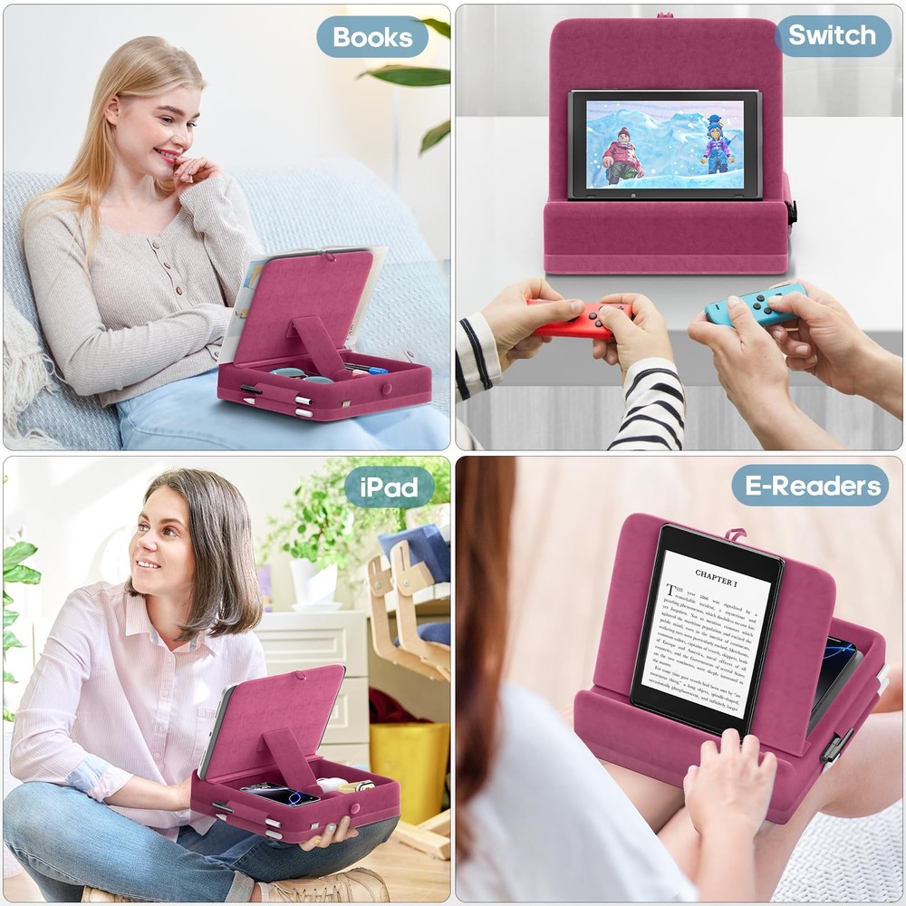 Pillow Stand with Storage, Foldable iPad Holder for Lap, Desk and Bed, Angle ...