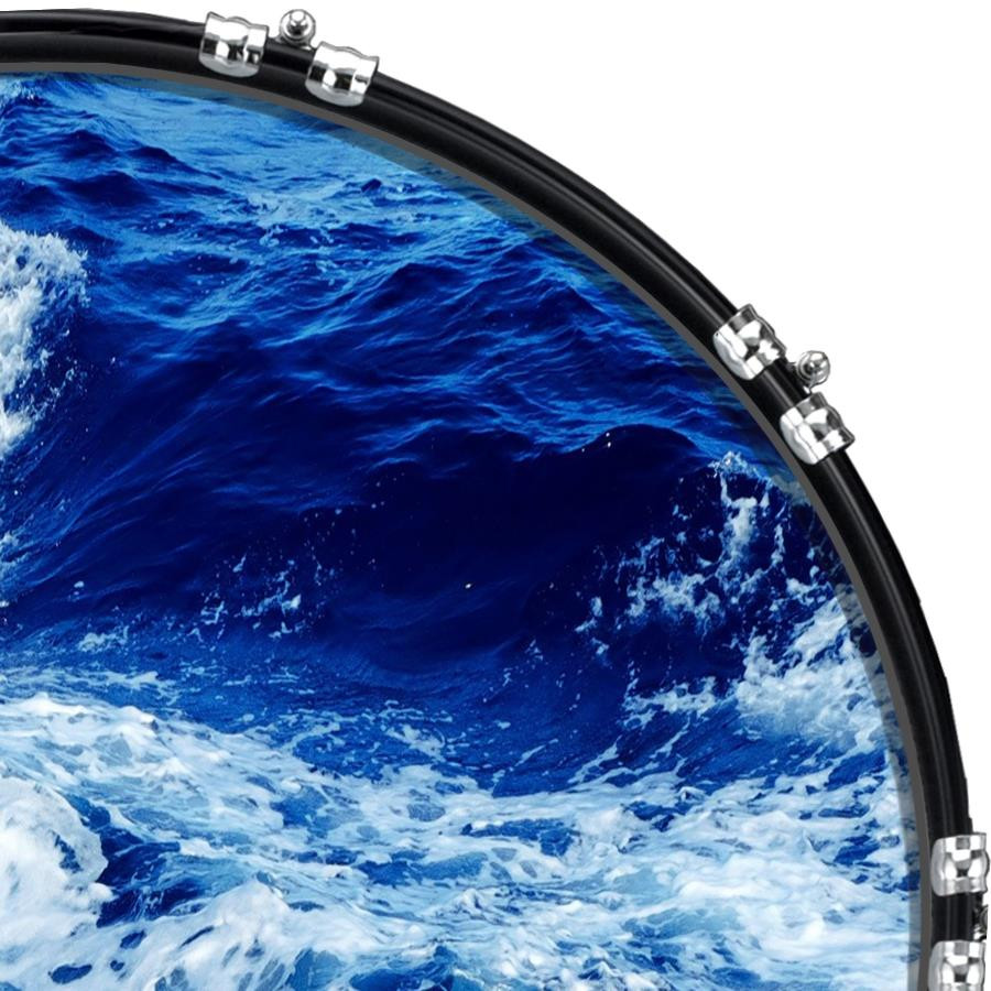 20" Custom Bass Kick Drum Front Head Graphic Graphical Waves 2