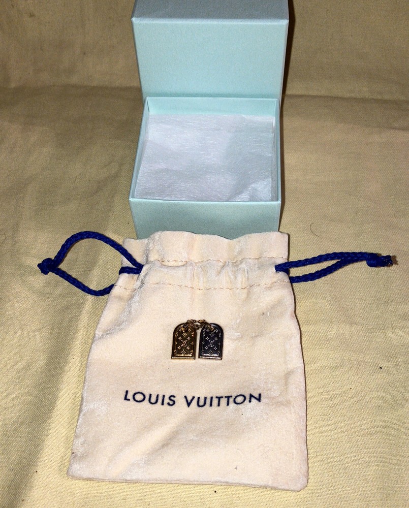 Authentic LOUIS VUITTON Monogram LV Initials miniature name tag Charm.
