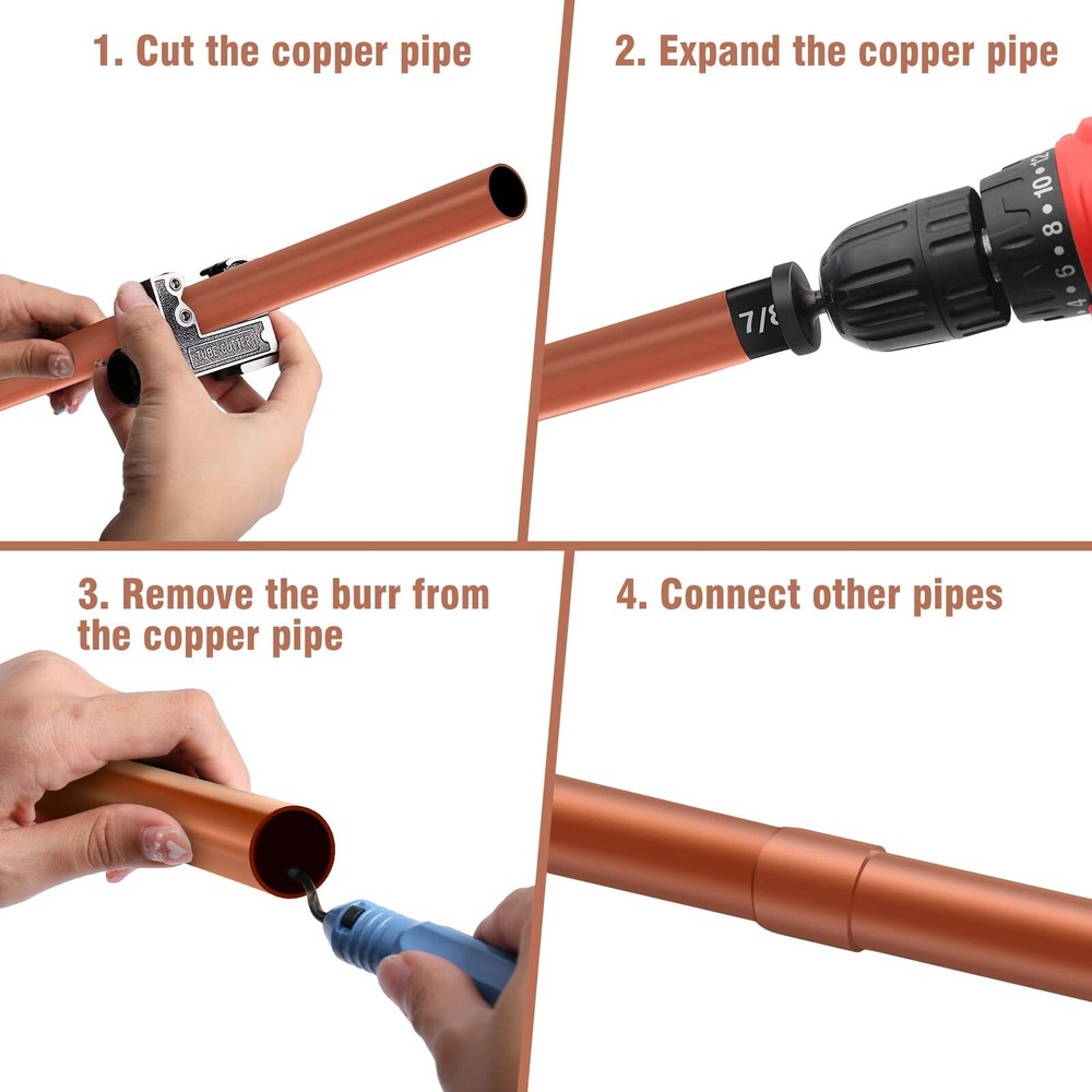 Free&Fast 8PCS Copper Pipe Cutter Expander Drill Bit Tools Set Swaging HVAC