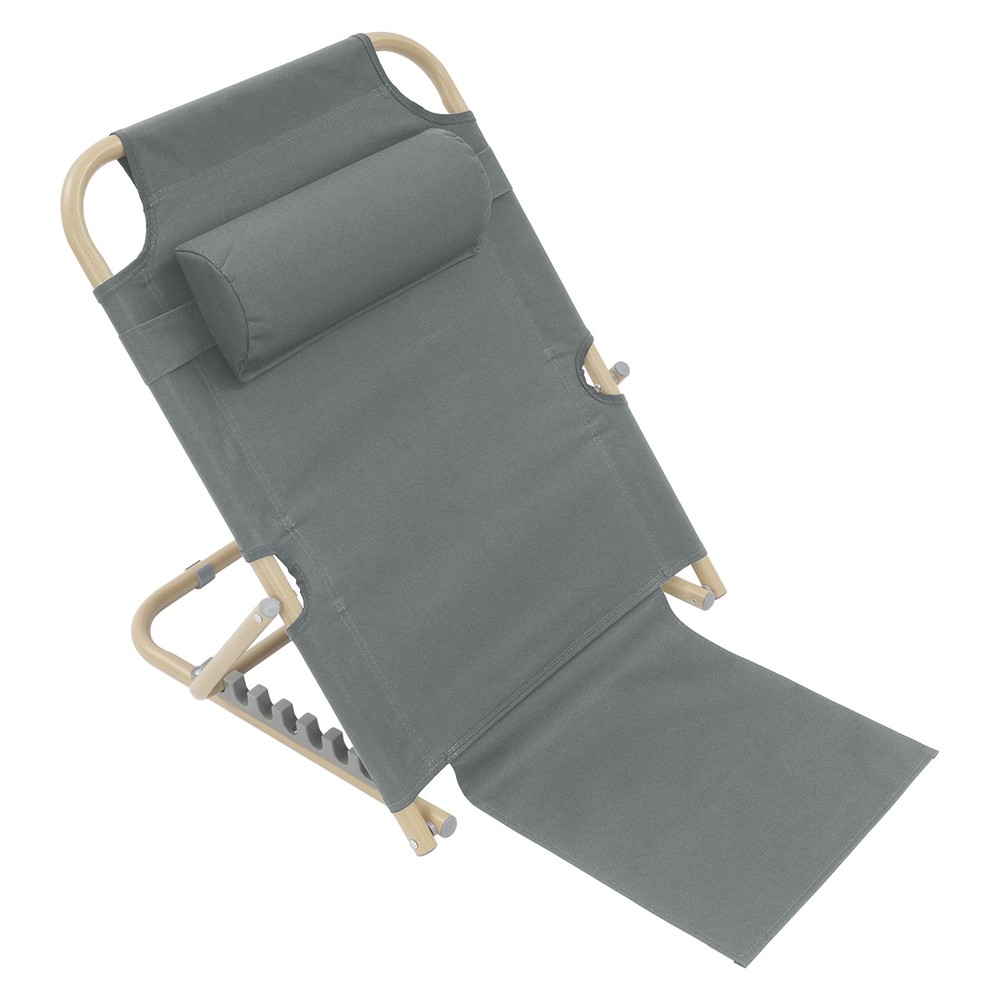Modern Folding Adjustable Sit up Back Rest Portable Lifting Bed Backrest Grey US