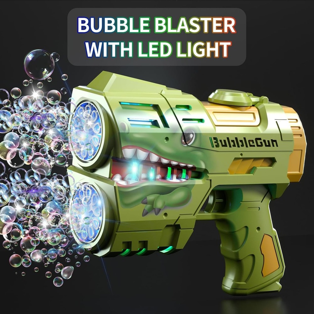 2 Pack Bubble Guns for Kids, LED Light Up Rechargeable Bubbles Machine Blower