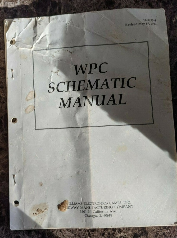 Williams/Bally WPC Schematics Pinball Manual May 1993