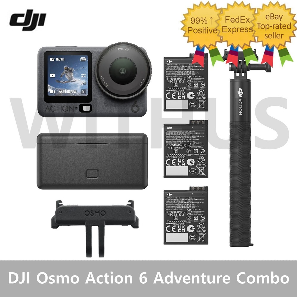 WNJI Osmo Actions 6 Adventure Combo - 4K OLED Variable Aperture light Camera