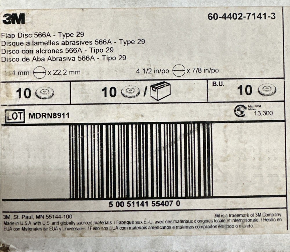 3M Flap Disc 566A Type 29. ( 10 pack)