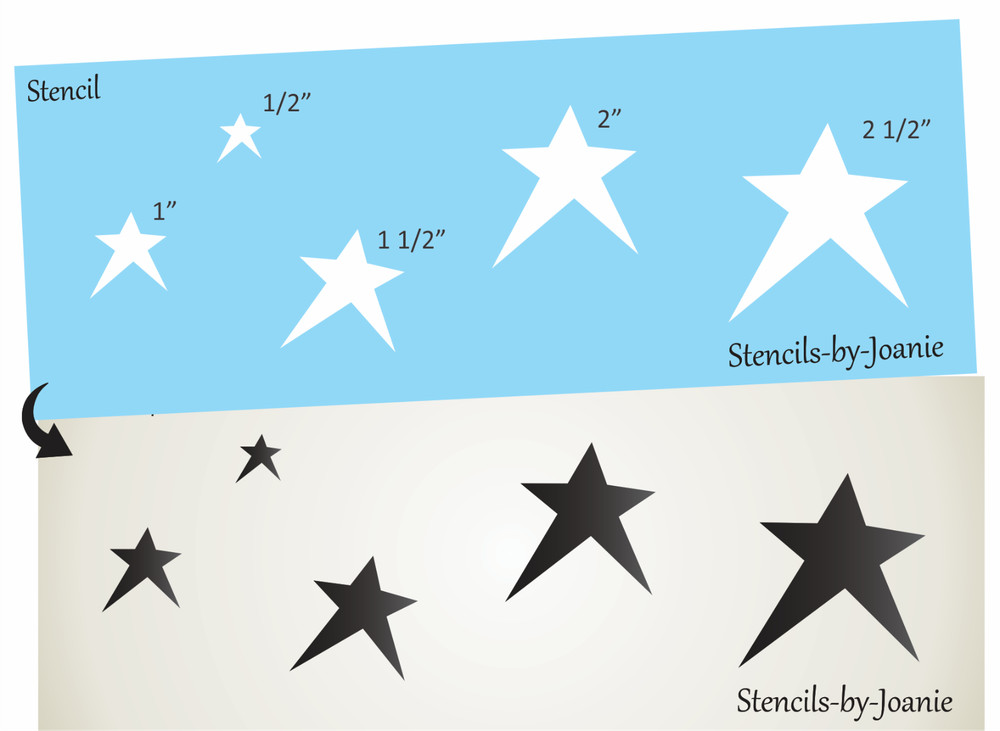 Joanie Stencil Primitive Star Craft Scrapbook Floor Cloth Pillow DIY Craft Signs