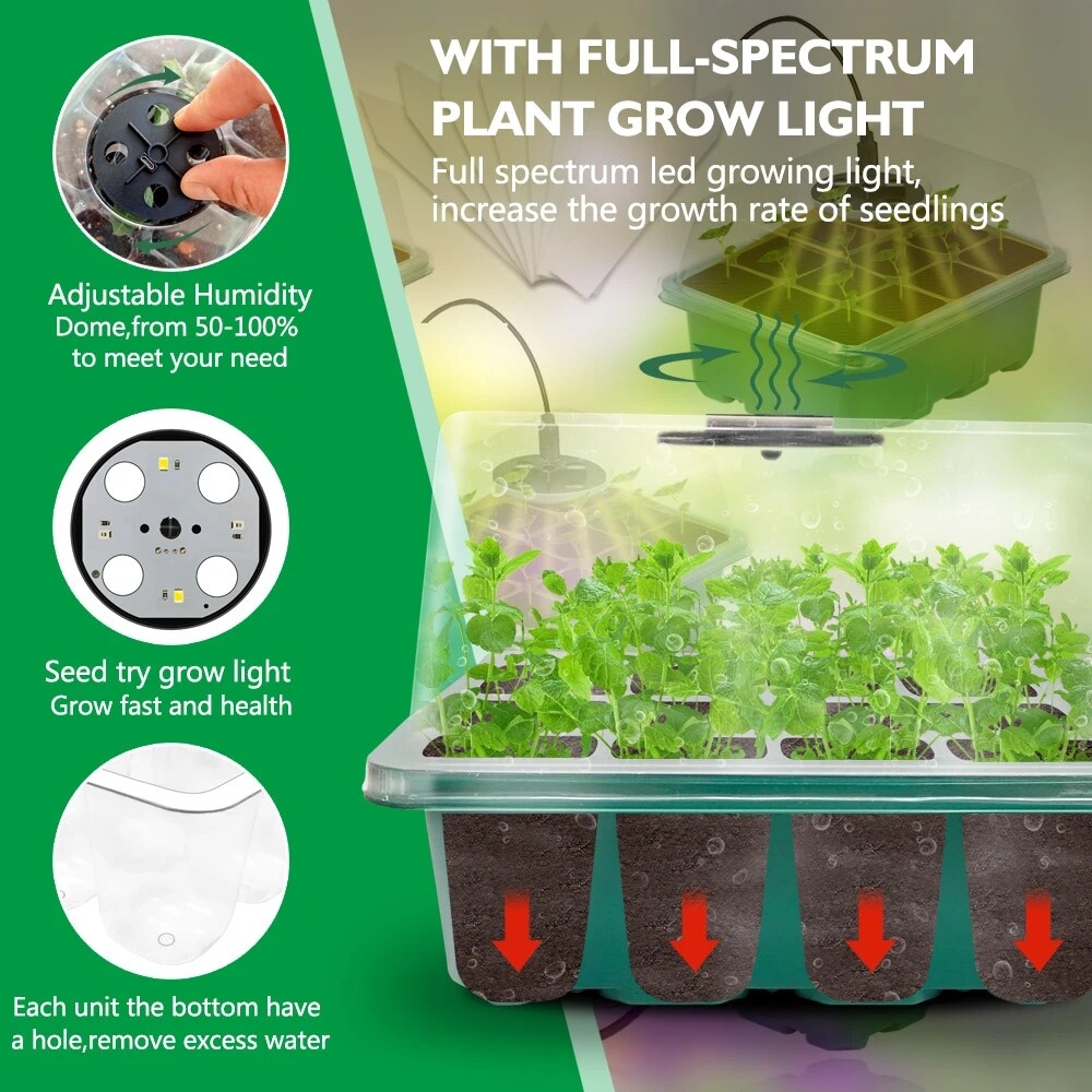 5 Pack Seed Starter Trays for Grow Light Seed Starter Kit Seed Growing Starting