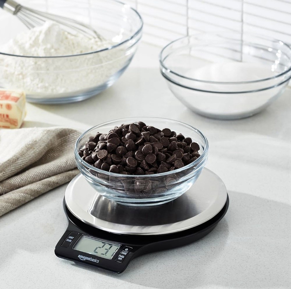 Amazon Basics Digital Kitchen Scale with LCD Display, Tare Function, Up To 11 LB