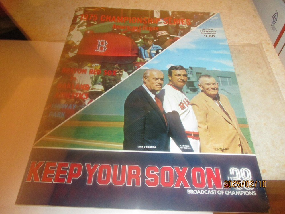 1975 ALCS baseball program Oakland A's vs Boston Red Sox