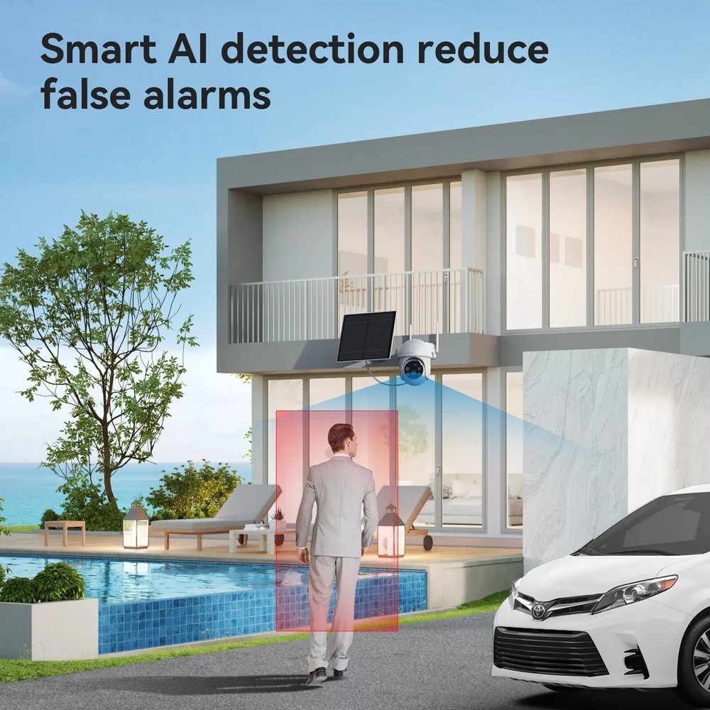 TMEZON 3MP Wireless Solar Powered Security Surveillance System Camera Night View