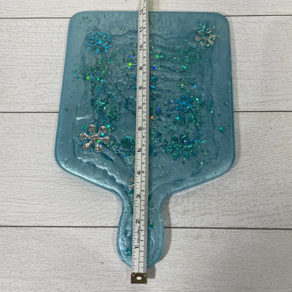 Blue Winter Resin Serving Tray Cutting Board