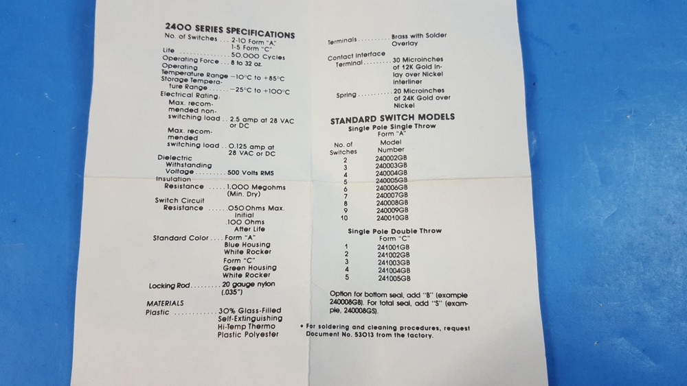 TWO PCS- EECO DIP WITH 2 POSITION, 240002GB