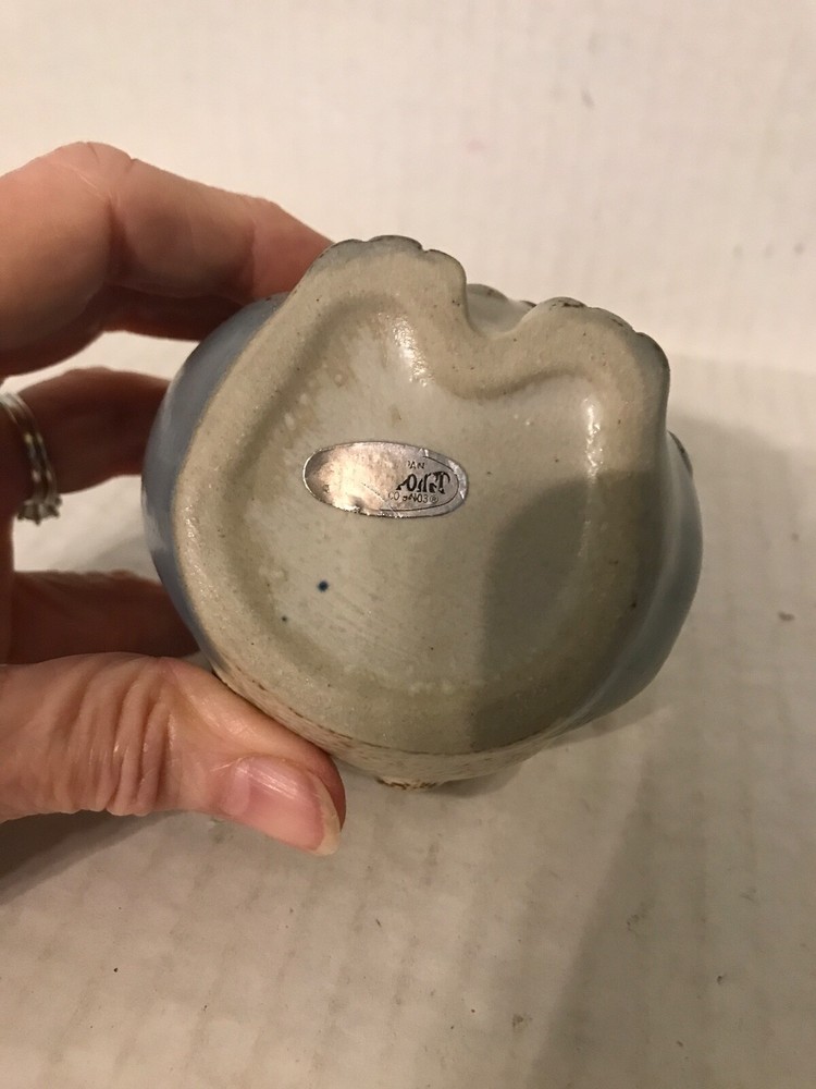 TAN AND BROWN GLAZED POTTERY FROG SHAPED JAR