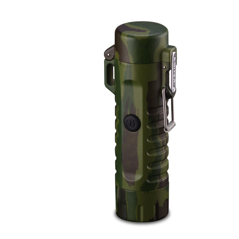 Windproof Dual Arc Plasma Lighter Waterproof USB Rechargeable Flashlight Lanyard