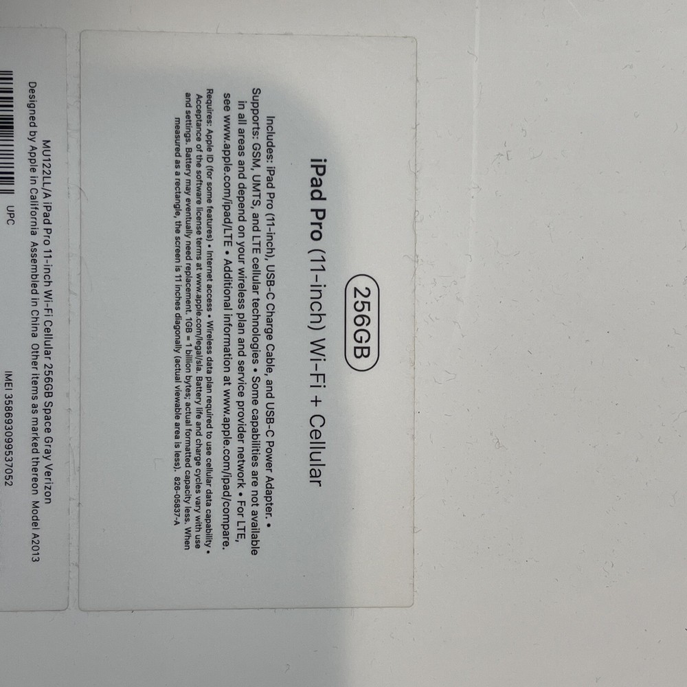 Apple iPad Pro 11-inch (256GB) EMPTY BOX ONLY Guide