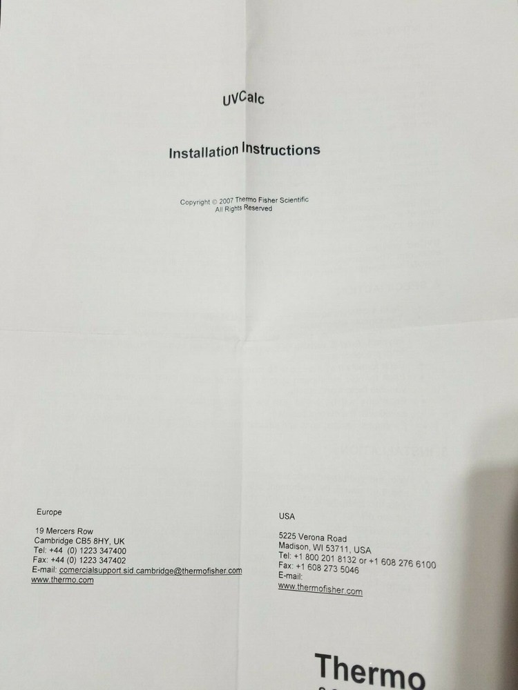 Thermo Electron / Scientific / Spectronic UVCALC Methods Software 948090004571