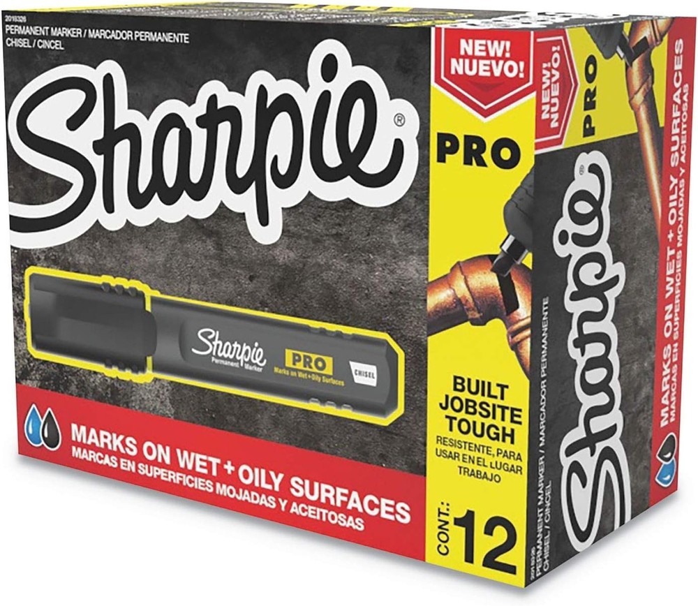 Pro Permanent Marker Medium Chisel Tip Black 12 Count 2018326