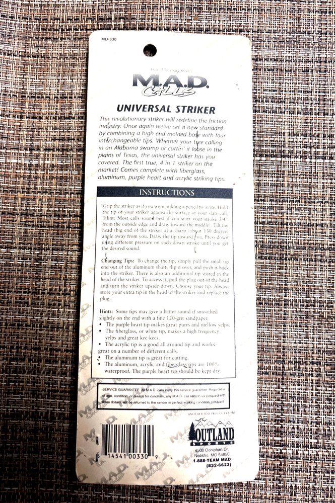 MAD Universal Turkey Call Striker New