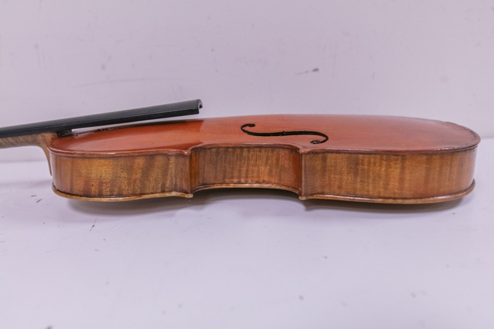 Antique - German 4/4 Stradivarius Violin - Needs Strings w/ Case & Bow