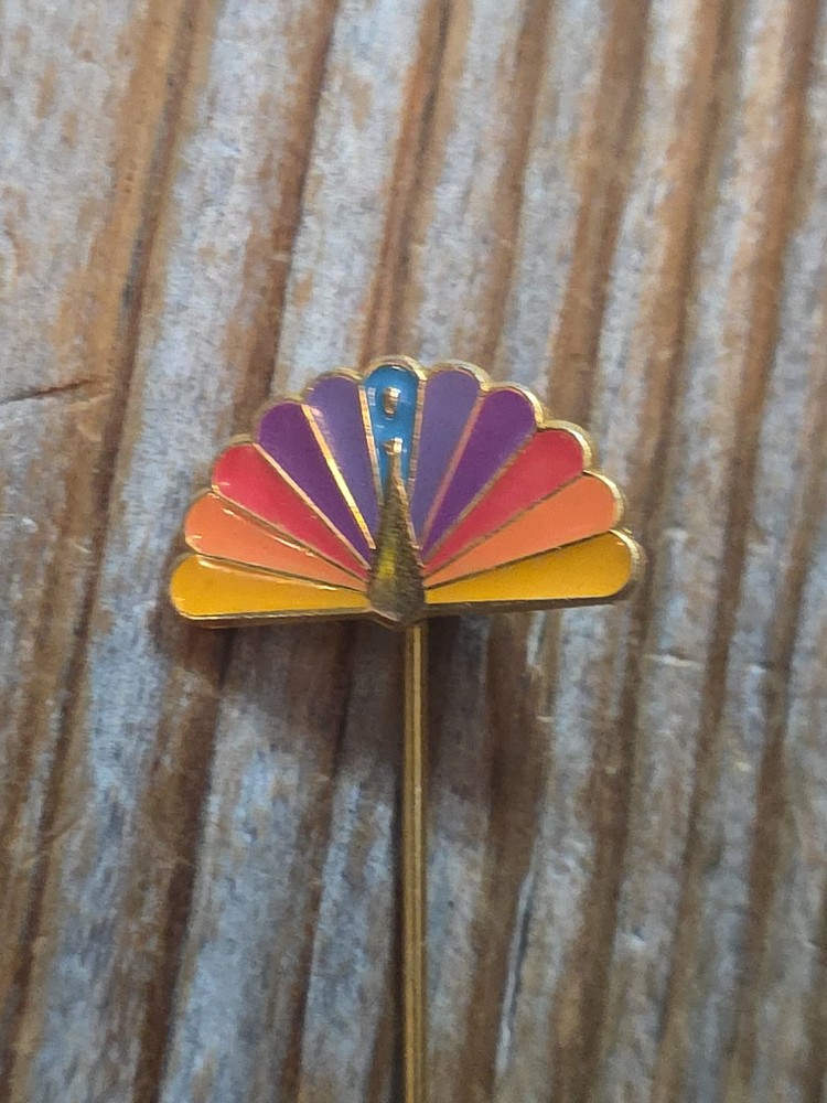 Vtg NBC Rainbow Peacock Logo Stick Pin Missing Original End Cap