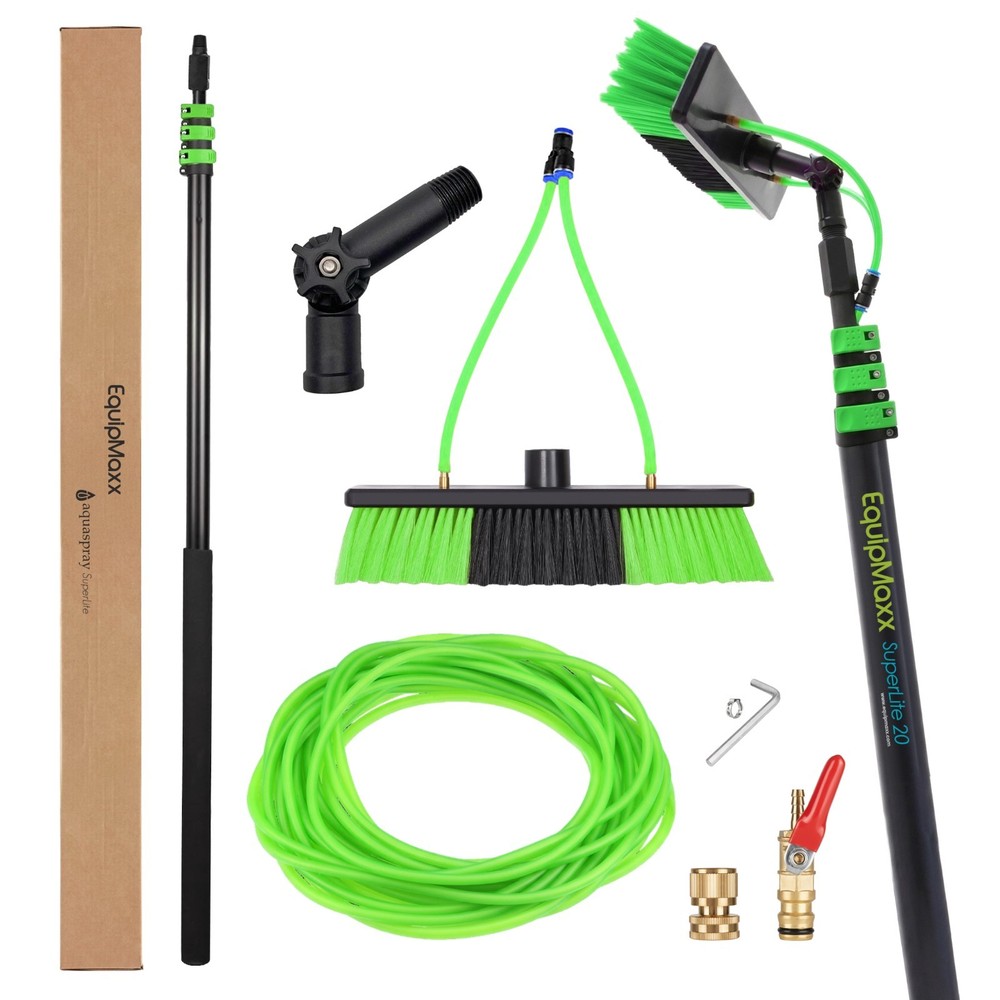 20FT Water Fed Pole Kit Window & Solar Panel Cleaning Brush and Pole Washer Tool