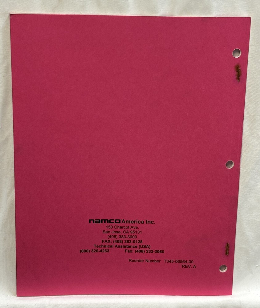 ORIGINAL-NAMCO-TEKKEN 3-INSTALLATION & OPERATION MANUAL