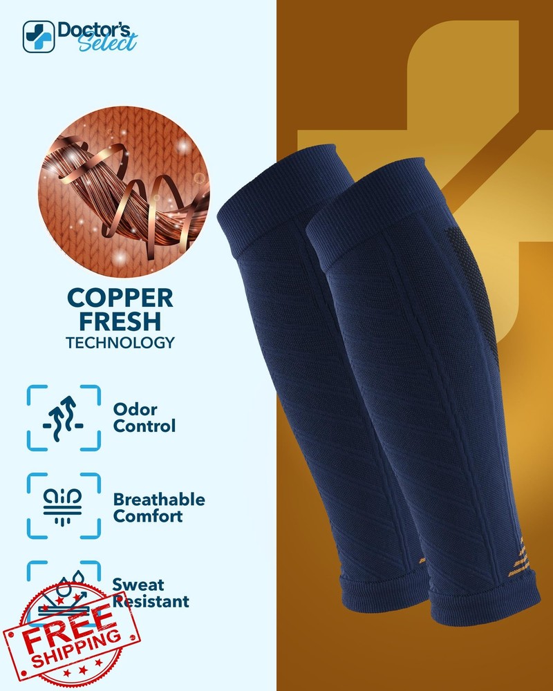 Doctor's Select 2 Pairs Copper Calf Compression Sleeves