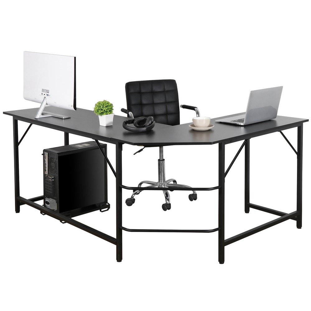 66" L-Shaped Computer Desk Large Workstation Home Office PC Stand Modern