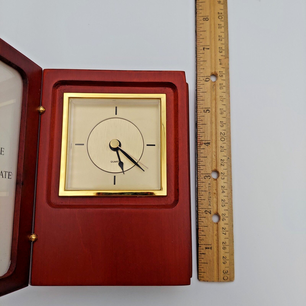 Wooden Book End Frame With Quartz Clock