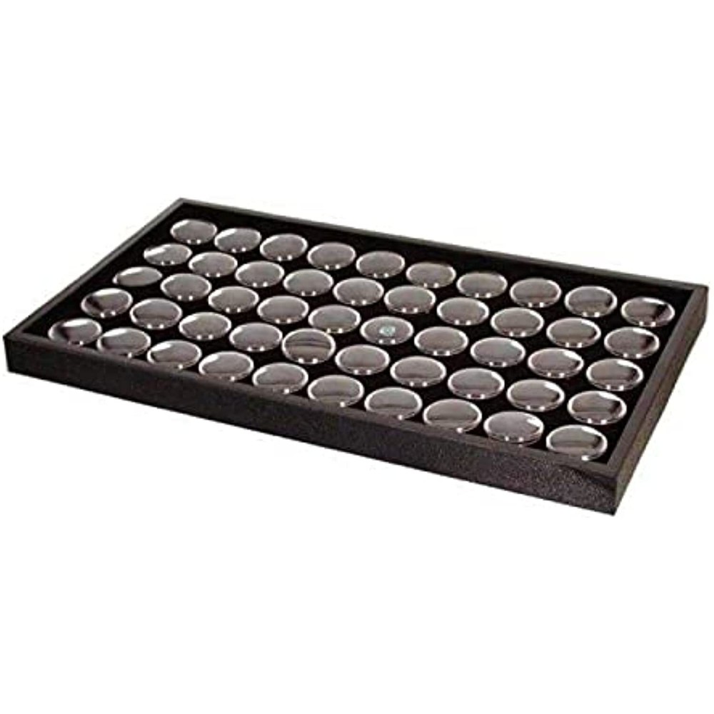 RJ Displays 50 Black Gem & Coin Jars Insert with Stackable Black Plastic Display