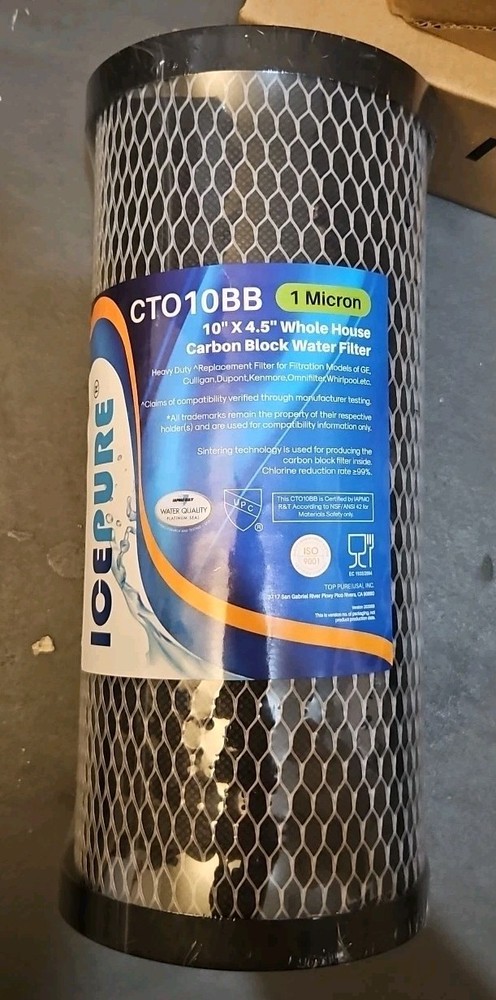 IcePure 10"×4.5" Whole House Carbon Block Water Filter CTO10BB