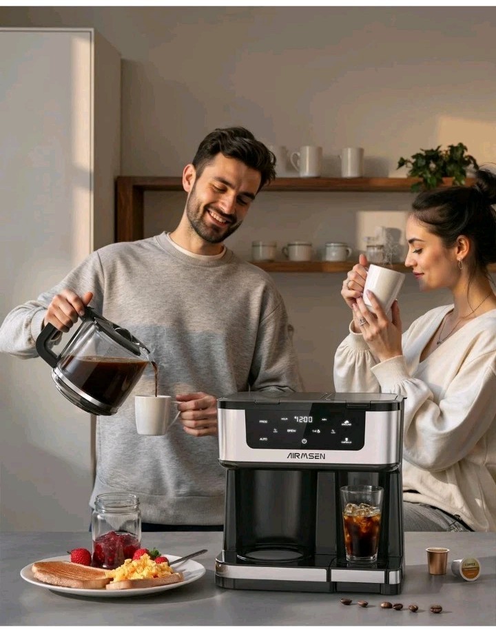 AIRMSEN 12-Cup Programmable Dual Coffee Maker – Single Serve Machine for K-Cu...