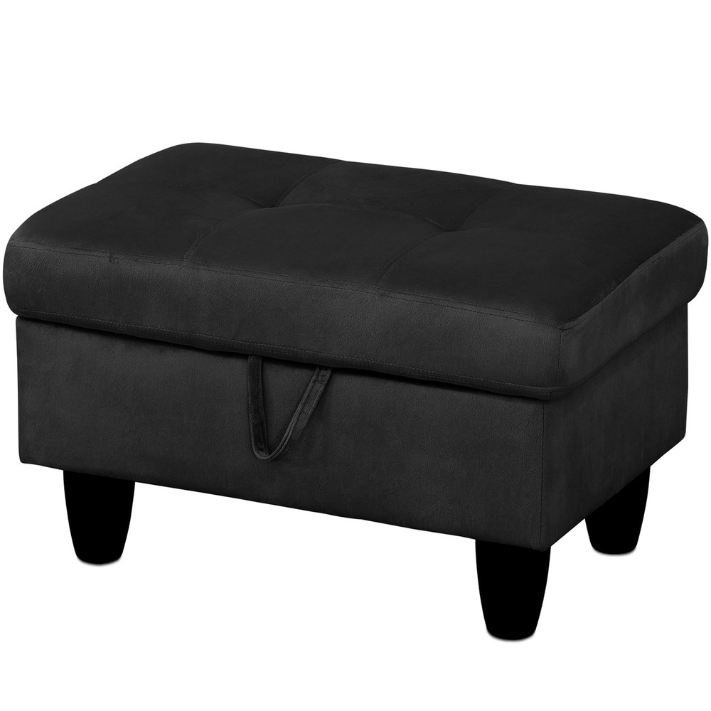 GRETERST Ottoman Rectangular Storage Ottoman Bench Flannel Footrest Stool Foo...