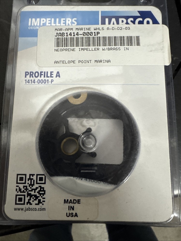 Jabsco 1414-0001-P Neoprene Impeller NOS OEM OMC52
