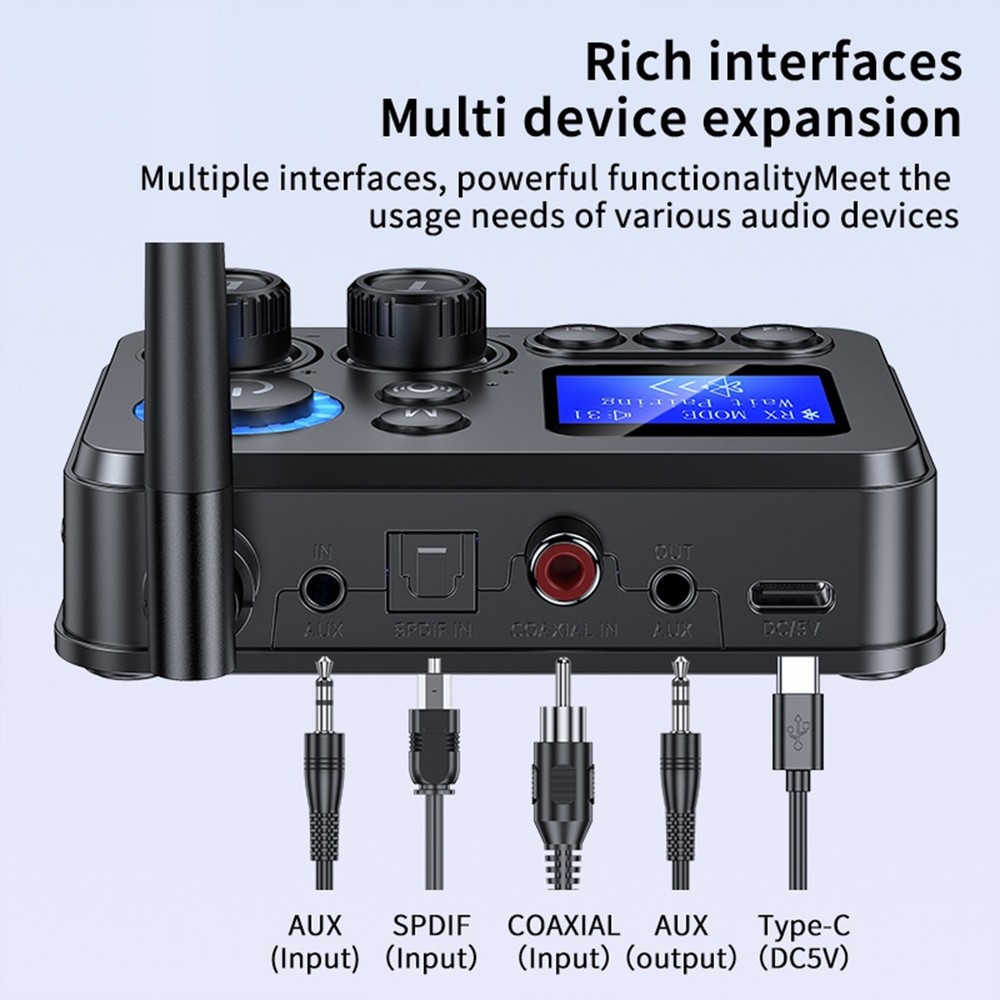 Bluetooth 5.4 Transmitter Receiver Long Range For TV Home Stereo Audio Adapter