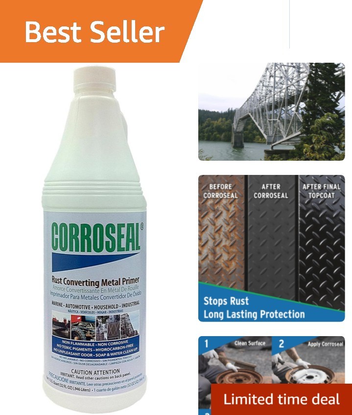1 Quart Water-Based Rust Converter and Primer - Secure Your Metal Surfaces Today