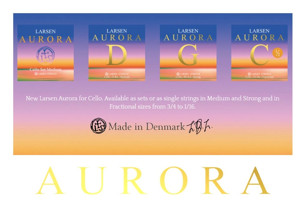 New Larsen Aurora Cello Strings Set 3/4 Size