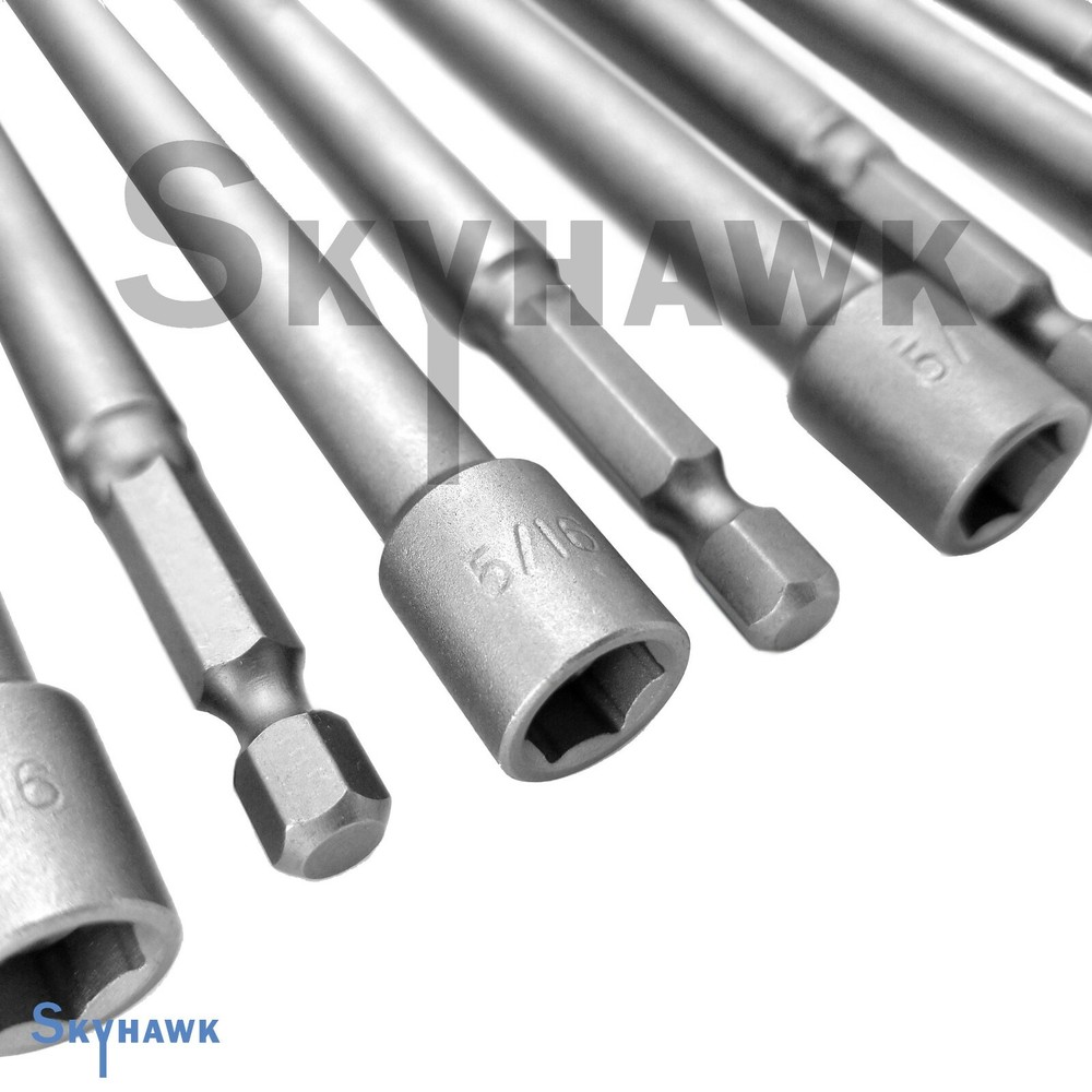 10 Pc. 5/16" x 6" Long Magnetic Nut Setter Quick Driver Release/Change Bundle