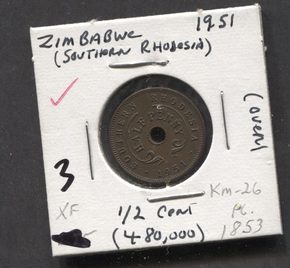 1951- Zimbabwe- XF-1/2 Cent