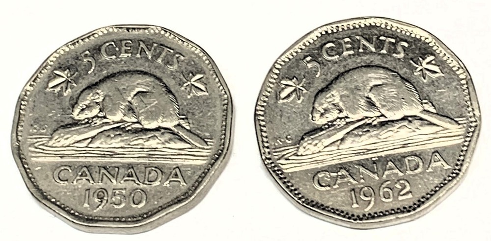 # C7921    CANADA   NICKEL  COINS ,   1950,  1962