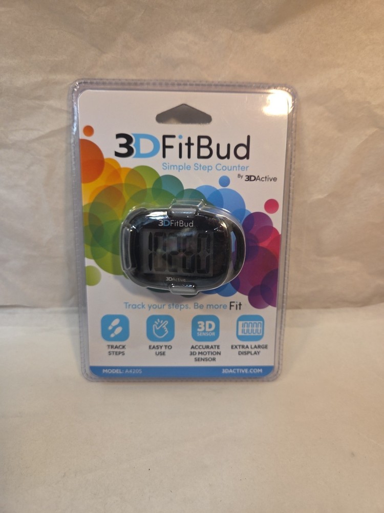 3DFitBud Simple Step Counter Walking 3D Pedometer by 3DActive with Clip, Lanyard