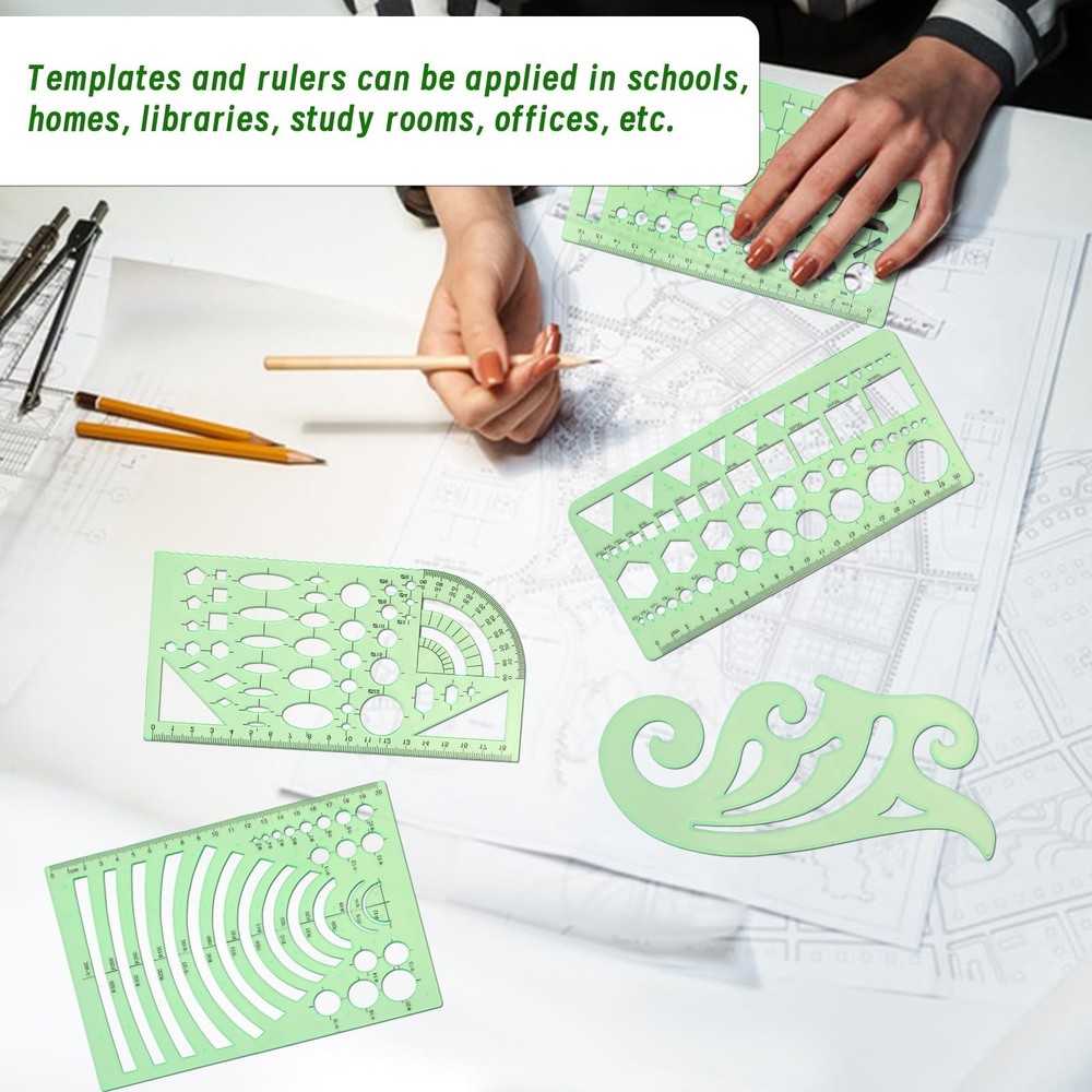 18 Pcs Geometric Drawings Templates, Drawing Stencils, Drawings Tools, Stenci...