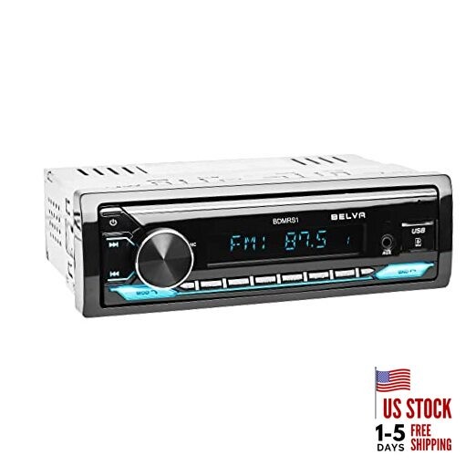 BDMRS1 Single DIN Bluetooth Car Stereo Receiver with Front/Rear