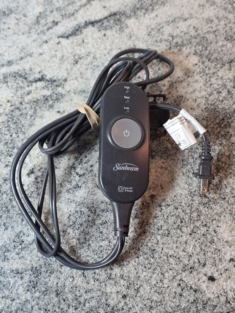 Sunbeam Heated Bedding Controller AA85 Black 3 Prong Auto-Off 3 Hours