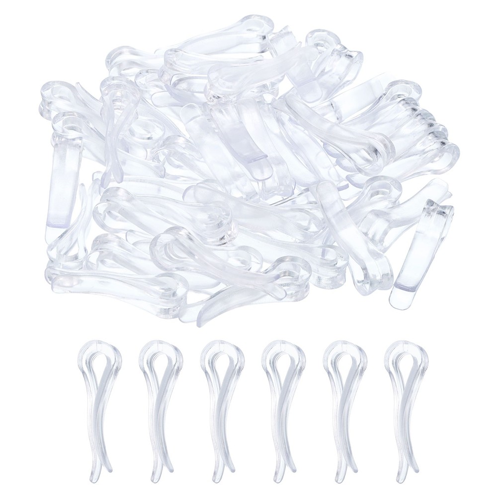 100pcs Durable Plastic Alligator Clip, 1.54" Clear U Shape