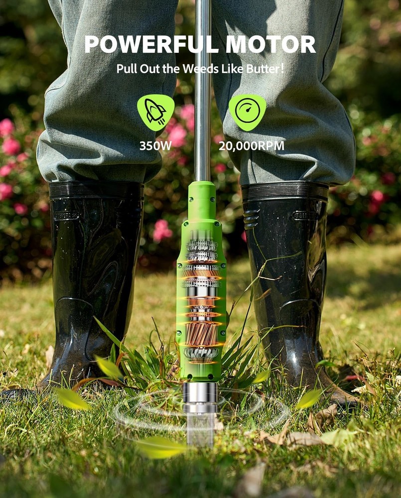 TaskStar Cordless Weed Puller Electric Root Remover No Kneeling Bending 2Battery