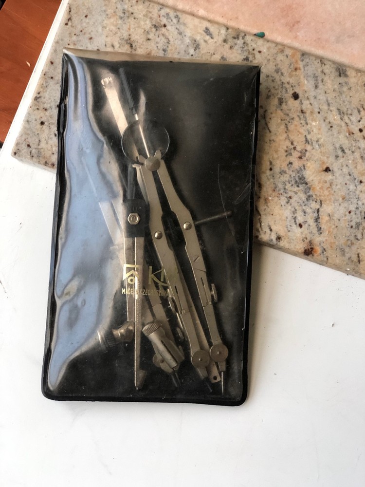 Set of 4 Vintage Drafting Tools - Compasses & Ruling Pen